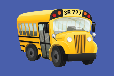 School bus depicting the SB 727 education omnibus