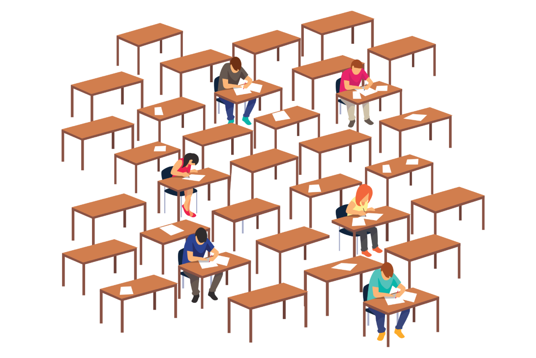 Illustration of sparsely populated classroom